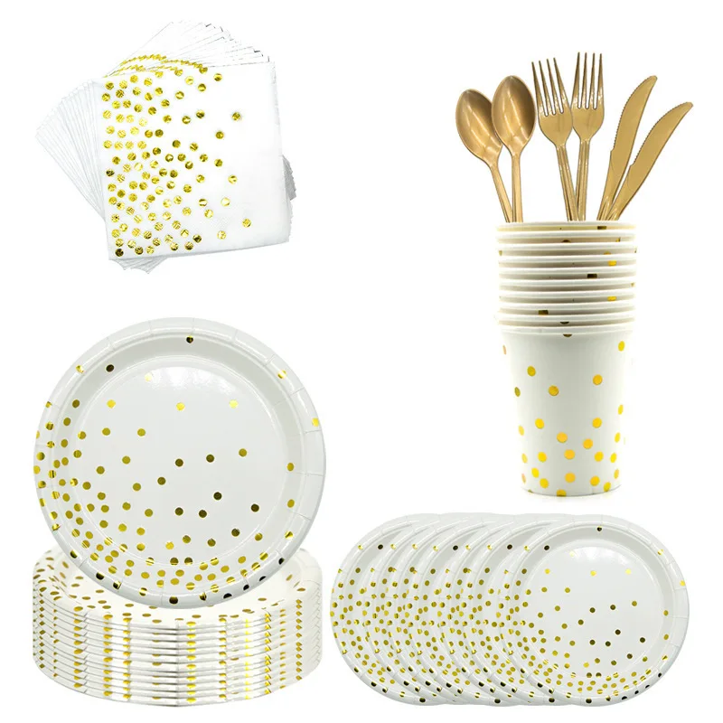 

Paper Disposable Dinnerware Set Napkins Plates Cups Straws Sets Kids Adult Birthday Party Wedding Tableware Decoration Supplies