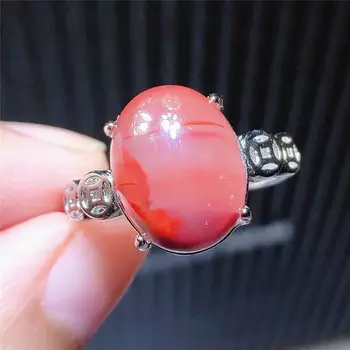 

Genuine Natural Red South Agate Gemstone Adjustable Ring Oval 925 Sterling Silver 13x11mm Fashion Stone Bead AAAAA