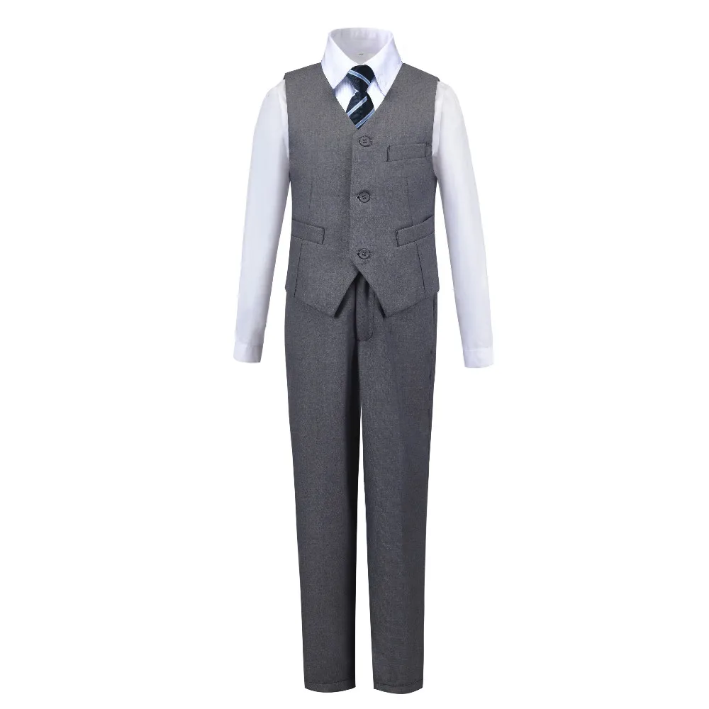 Grey-4PCS YuanLu Детский комплект для маленьких мальчиков Свадебный костюм с пиджаком костюм костюмы для торжественных случаев для вечерние детские смокинг Infantil Menino; детский Pakjes светильник серый - Цвет: Grey-4PCS