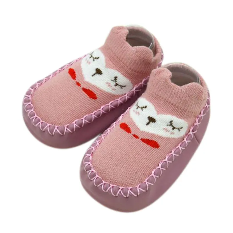 1 пара, детские носки-тапочки с резиновой подошвой, детские носки-тапочки для новорожденных, весна-осень, противоскользящая обувь, мягкая подошва - Цвет: P