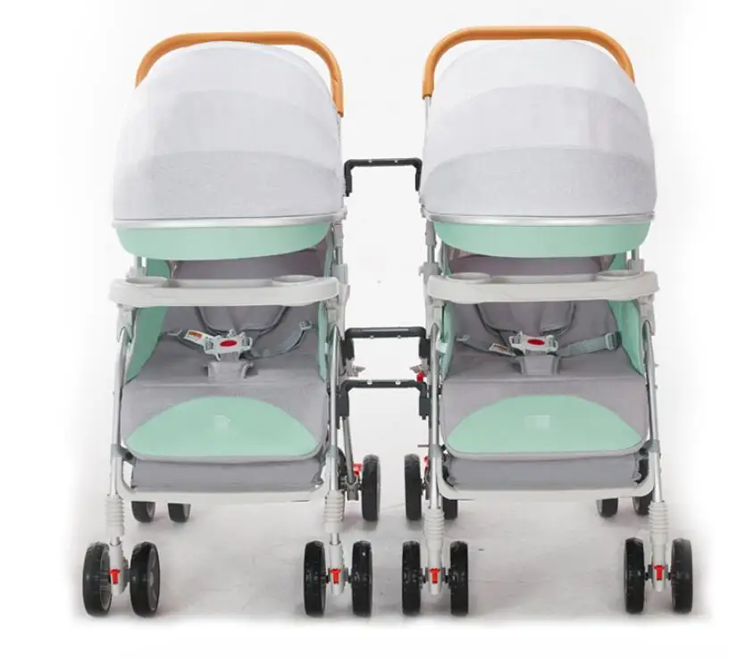 

Twin stroller can sit and lie down light folding newborn trolley detachable baby cart