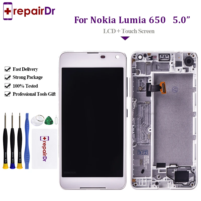Протестировано для Nokia Lumia 650 ЖК-дисплей + сенсорный экран дигитайзер сборка рамка