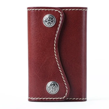 

Portable Leather Keychain Key Wallet 6 Hook Button Closure with Card Holder