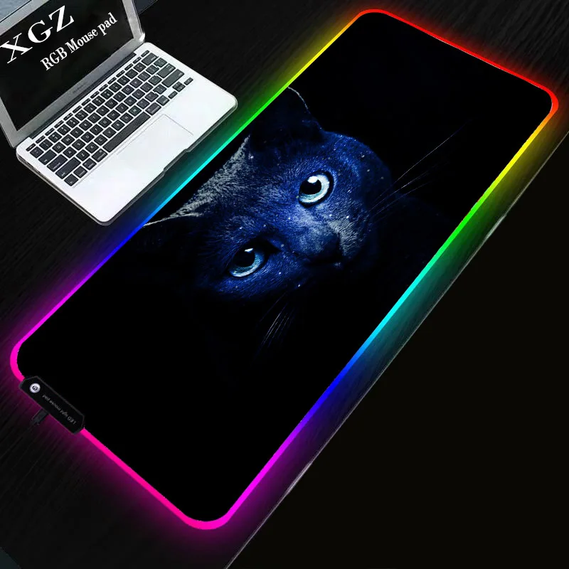 XGZ Cute Cat Animal Gaming RGB Large Computer Locking Edge Mouse Pad XXL LED Backlight Mause PadS 900x400 Keyboard Table Mat | Компьютеры