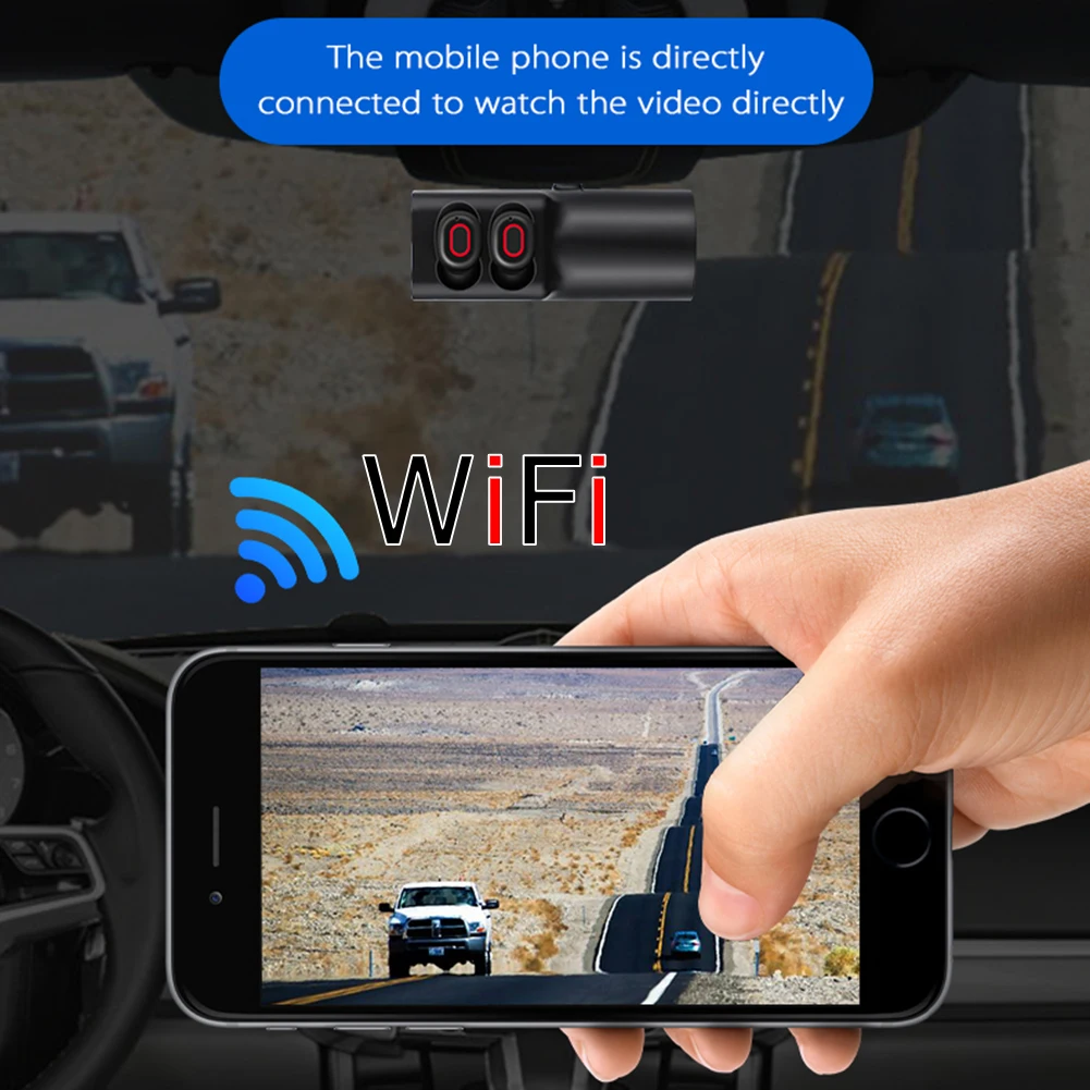 Full HD 1080P WiFi Автомобильный видеорегистратор Камера Dashcam с TWS Bluetooth беспроводные