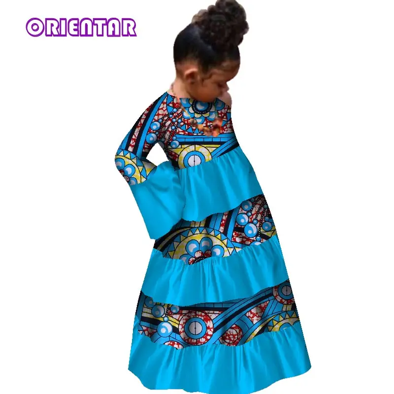 Детские длинные платья в африканском стиле для маленьких девочек; традиционные вечерние платья с расклешенными рукавами и принтом в африканском стиле; детская одежда; WYT209 - Цвет: 14