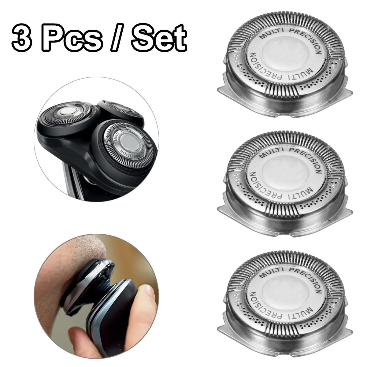 

3 Pcs Set Metal Shaver Blade Razor Replacement Shaver Head With Brush For Philips SH50/52 Shaver Series Replacement Shave Heads