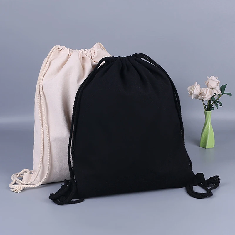Canvas Bag Double Shoulder Drawstring Drawstring Pocket Student