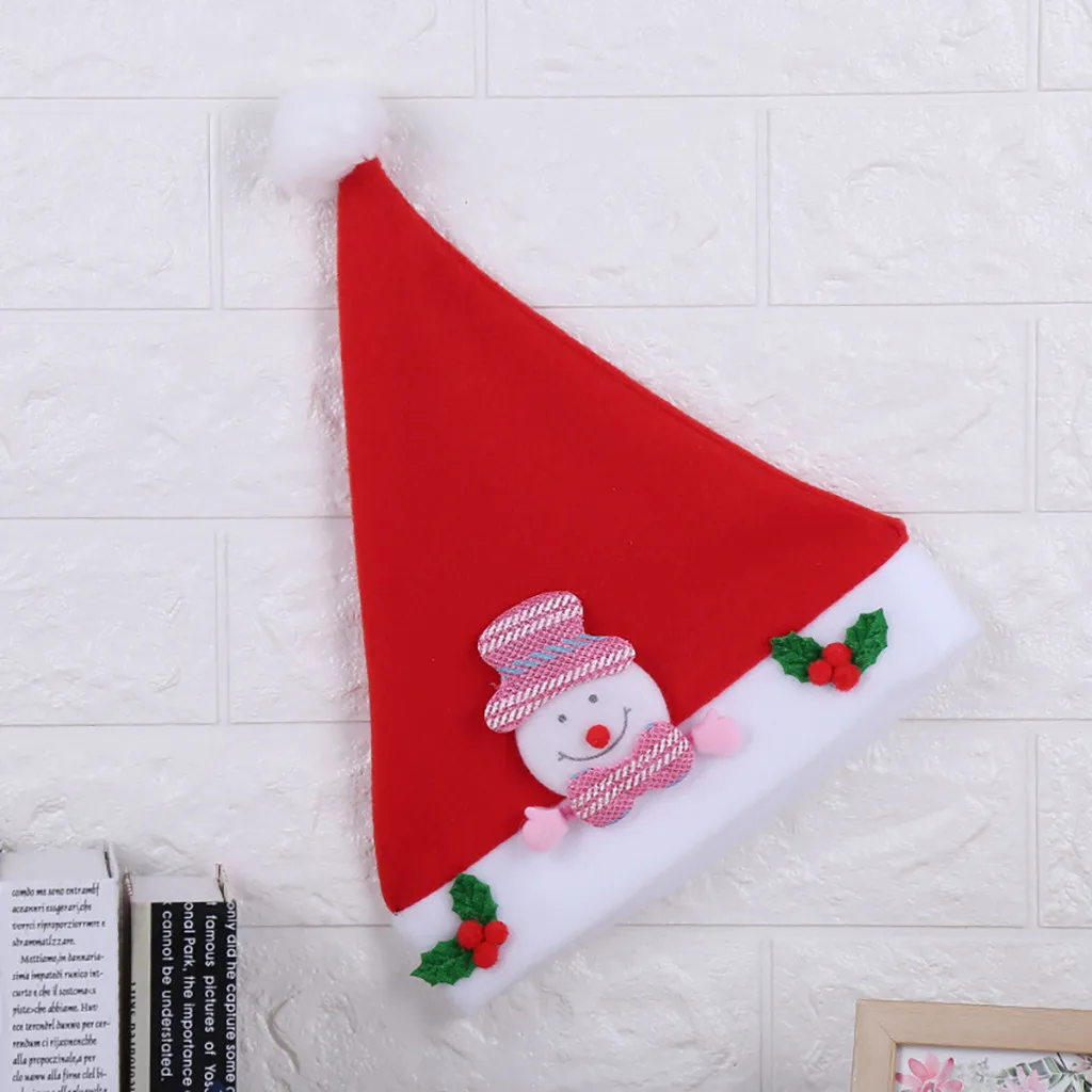 4PCs Unisex Christmas Cap Ornaments Holiday Fancy Dress Christmas Snowman/Deer/Santa Claus Hats Cap For Christmas Party Props#p3
