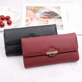 

2020 Women's Stylish Long Multi-Function Buckle Clutch Multi-Card Pu Wallet