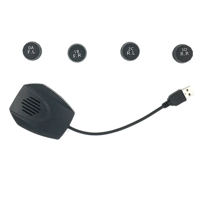 

USB TPMS Module Tool ,TPMS Wireless Tyre Pressure Monitoring System with 4 Cap External Sensors for Android 8.0 8.1 Stereo