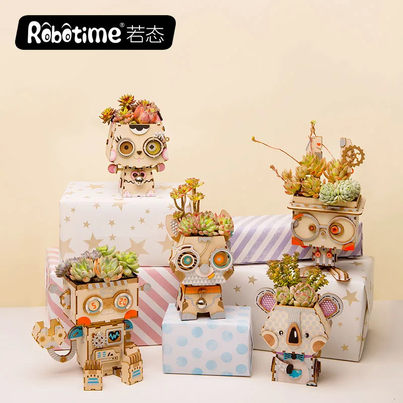 Robotime дизайн DIY Деревянные 3D головоломки ручной работы собранная модель Дерево суккуленты цветочный горшок
