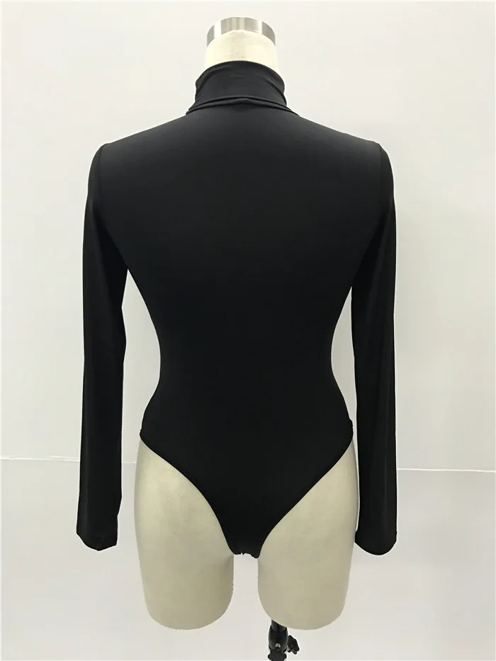 thong bodysuit Autumn Casual Turtleneck Thin Skinny Women Basic Bodysuit Long Sleeve Top Office Lady Elastic Elegant Solid Jumpsuits High Waist cut out bodysuit