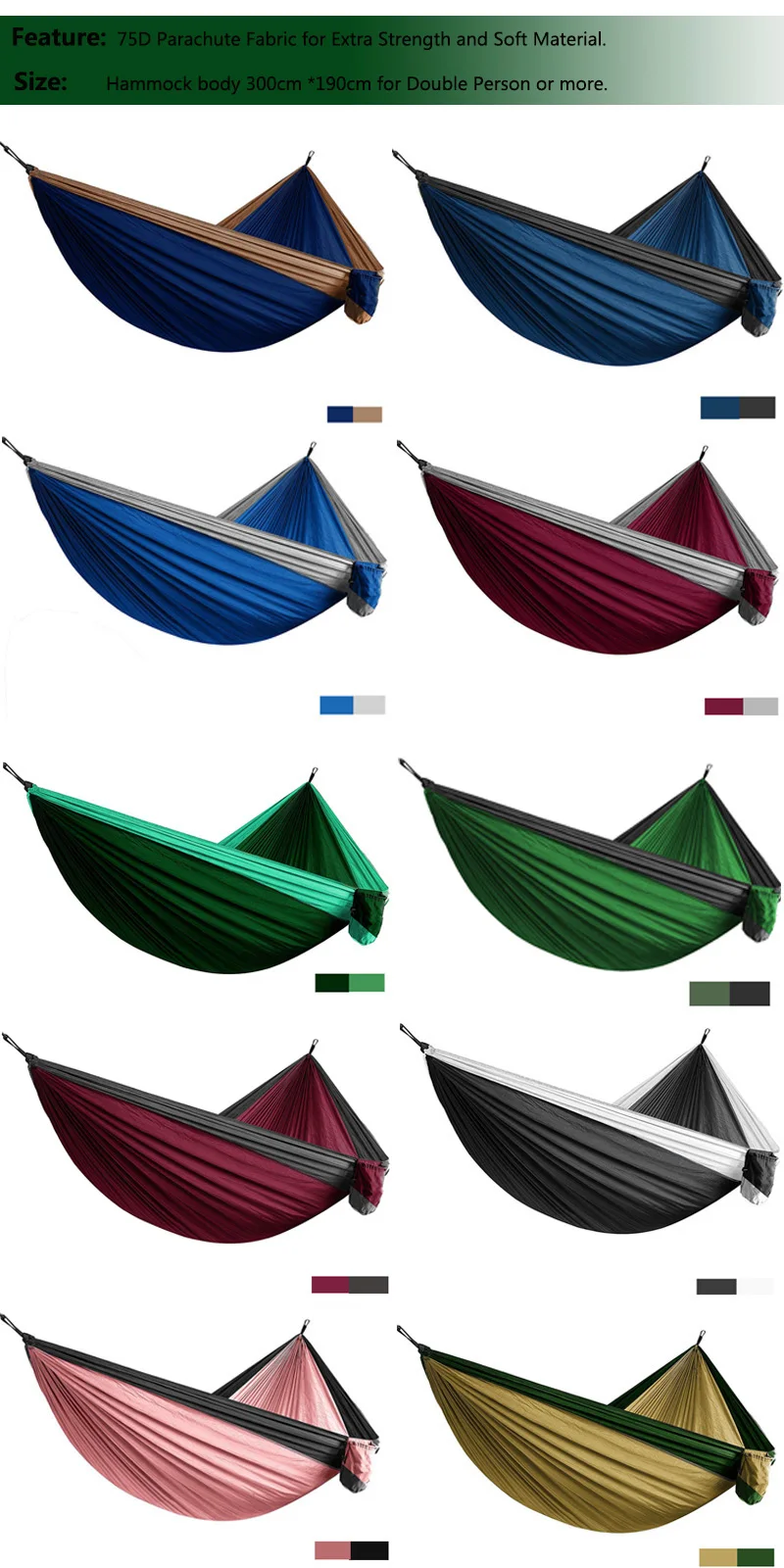 Parachute Double Hammock Camping Survival Garden Hunting Leisure Hamac Travel Double Person Hamak Ramac