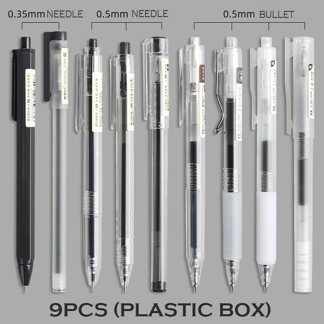 M&G Neutral Gel Pen  0.35mm/0.5mm black signature pen ultra fine Needle/Bullet Point Japanese simple Gel Pen mix 9pcs