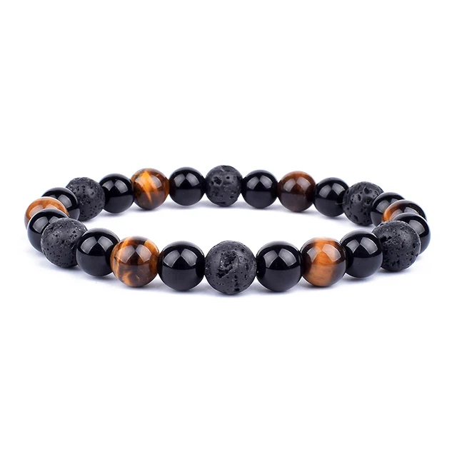 New Magnetic Hematite Bracelets Men Tiger Eye Stone Bead Couple Bracelets for Women Health Care Magnet Help Weight Loss Jewelry 18