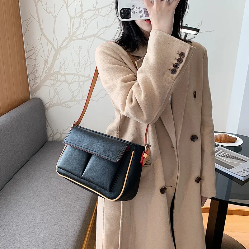 

Elegant Women Small Square Bags Famous Designer Multi Pocket Shoulder Bag Female Solid Color Luxury Pu Leather Sling Handbag Sac