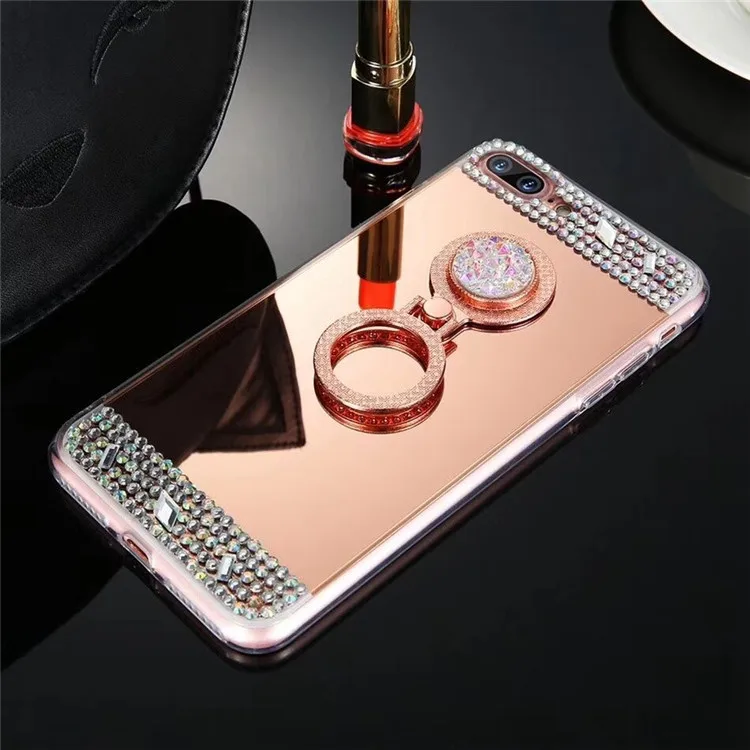LLZ.COQUE Shiny Diamond Mirror Case For iPhone 11 Pro Max X Xr Xs Girl Glitter Ring Cover Apple 7 Plus 8 6S 6 5 5S SE |
