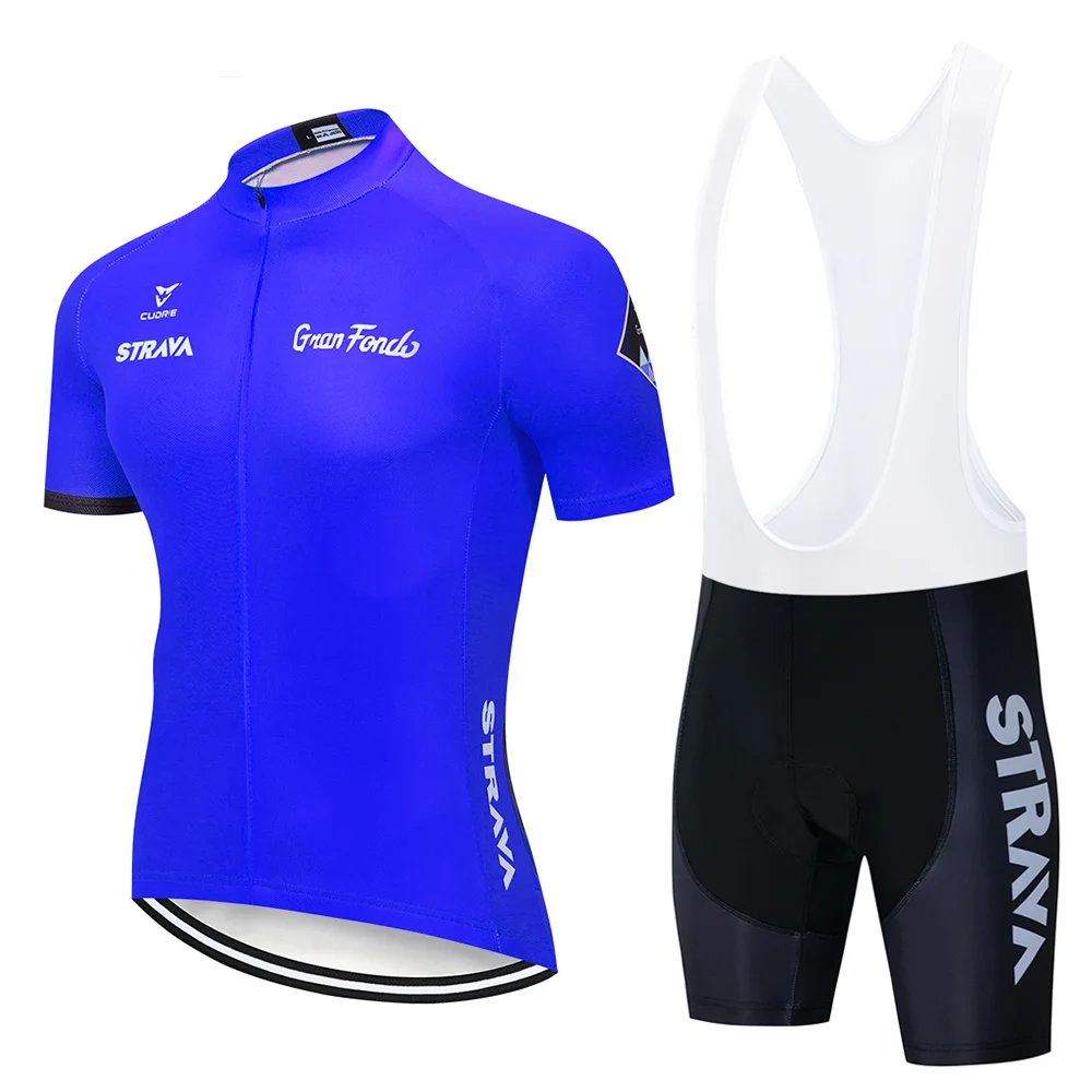 STRAVA короткий рукав Велосипедное трико одежда дышащий велосипед езда Ropa Ciclismo набор велосипедных Джерси флуоресцентный зеленый - Цвет: Cycling suit