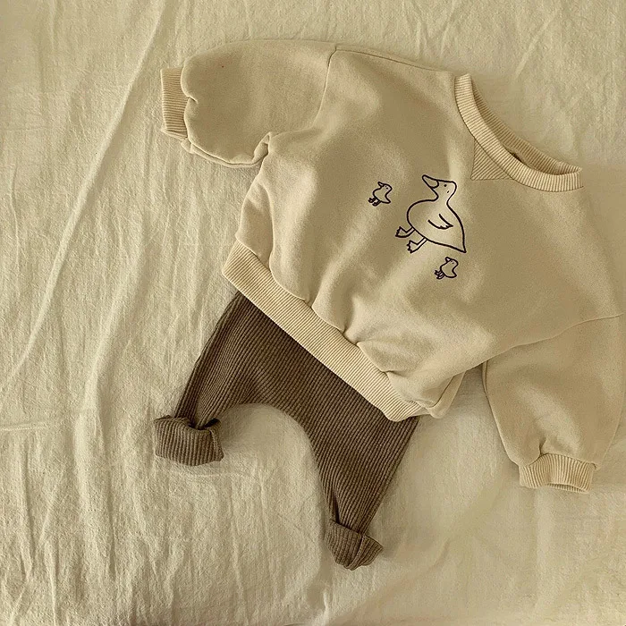 Штаны для малышей Хлопковые леггинсы в рубчик с высокой талией новорожденных