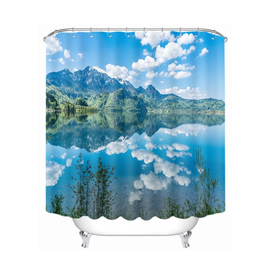 3d Natural Scenery Pattern Western Canyon Waterfall Shower Curtains Waterproof Thickened Bath Curtains for Bathroom Customizable