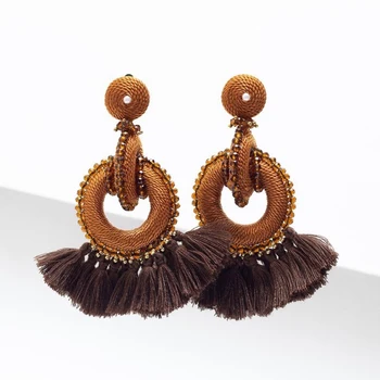 

Handmade Big Tassel Pendant Earrings Fashion Multi-faceted Crystal Accessories Felicate Sphisticated Craft National Style Jewelr
