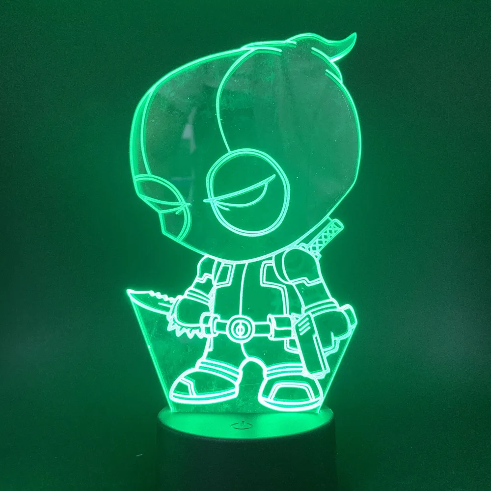 

Q-version Deadpool Nightlight 3D Lamp Lovely Present for Child Battery Operated Bedside Decorative Led Night Light Lamp Hologram