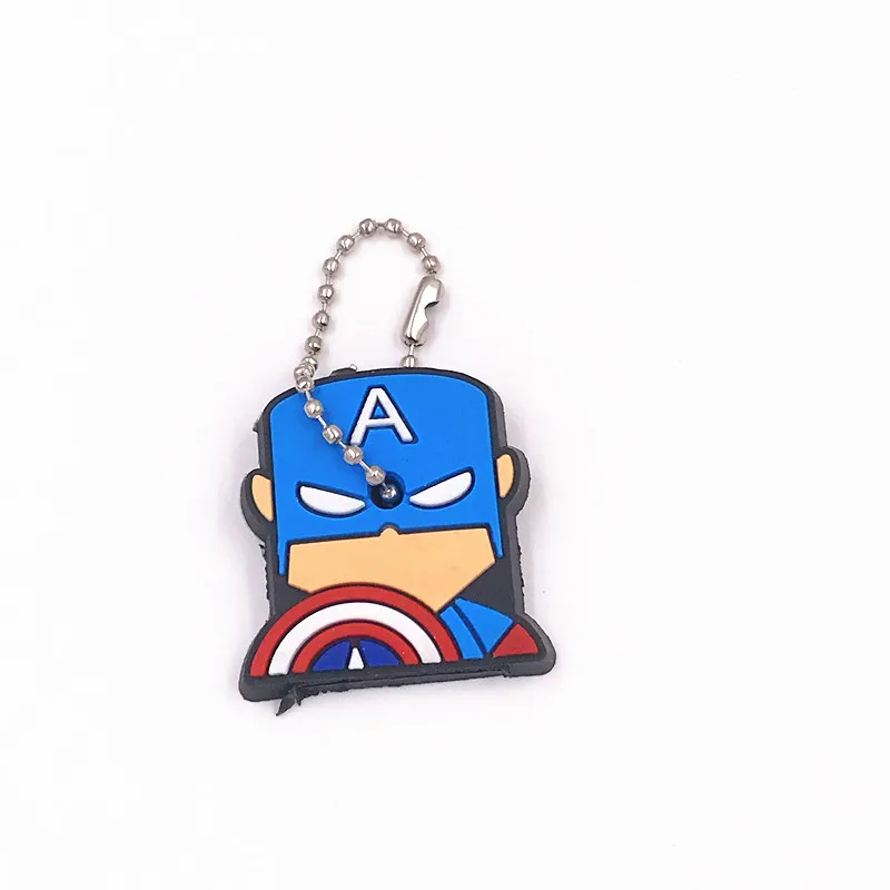 1Pcs Spider Man Hulk The Avengers Keychains Silicone Lovely Key Cover Cap Present For Women Children Key Holder Bags Pendants