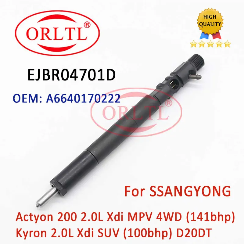 US $367.50 4pieces Injector EJBR03401D A6640170021 Diesel Engine Injector 6640170221 Injector Assembly A6640170222 For SSANGYONG