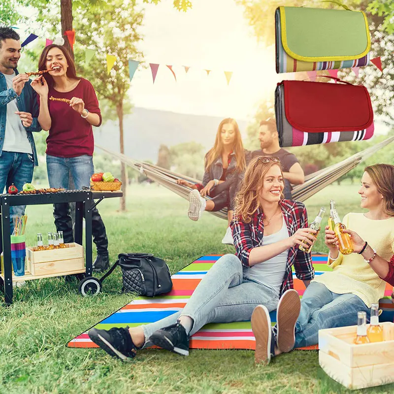Practical Outdoors Tent Cloth Moisture Resistant Pad Picnic Pad Travel Multifunction Camping Mat Stripe Picnic Mat Sturdy