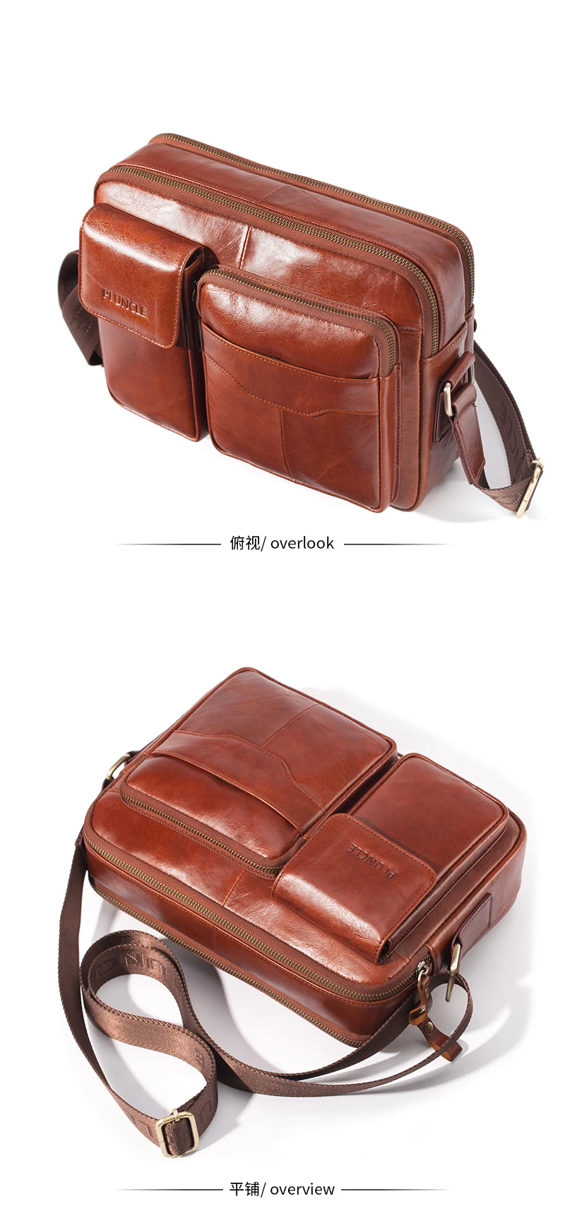 Genuine Leather Men's Messenger Bag Men shoulder Business Laptop Bag Briefcase Document Cross Body Oil Wax Cowhide Male Handbags