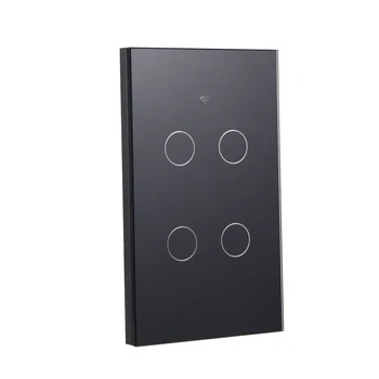 

Us Wifi Smart Switch 4 Gang Smart Wall Press Light Switch Works With Alexa Google Home Mini Ifttt Smart Life Tuya App(Black)