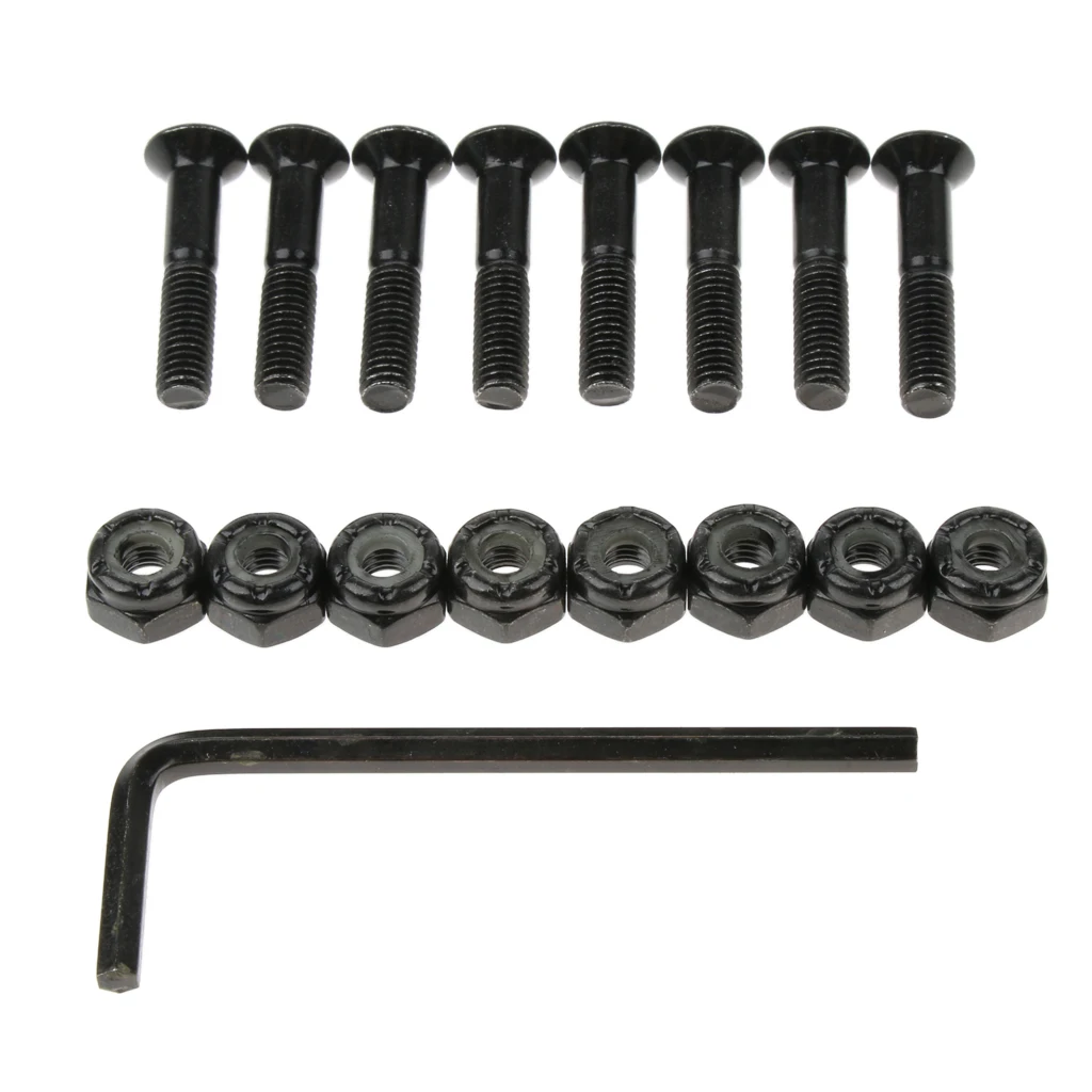 8pcs Carbon Steel Longboard Skateboard Hardware Bolts with Hex Tool for Street Deck Cruiser Skateboard Longboard