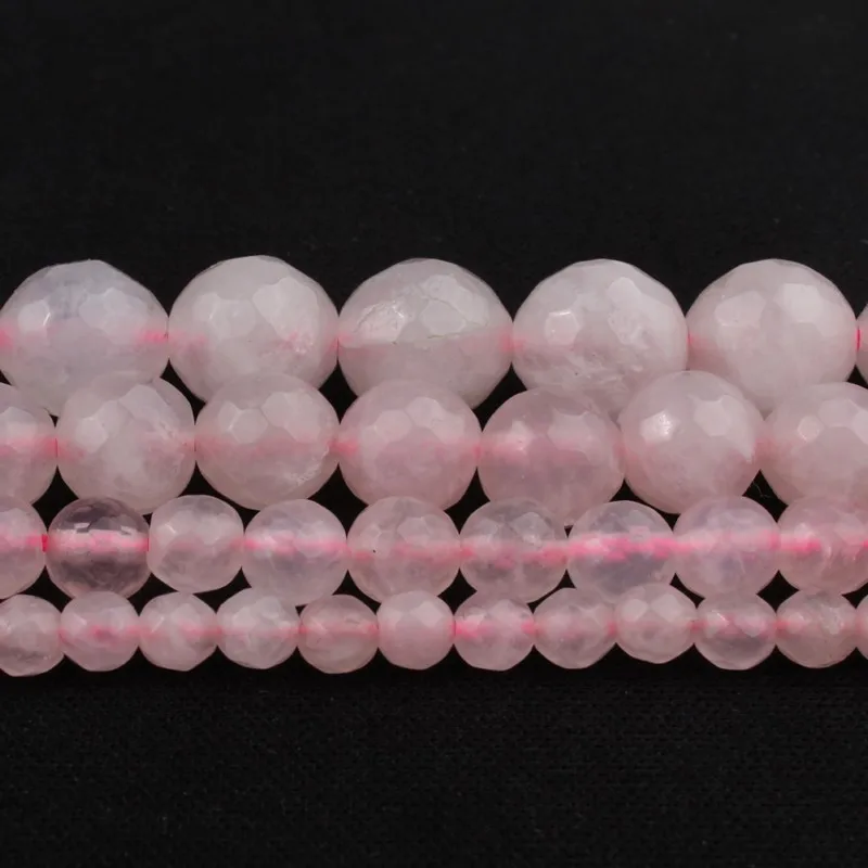 Wholesale 4 6 8 10 12 mm Natural Faceted Rose Quartz Round Loose Stone Beads For Jewelry Making DIY Bracelet Necklace 15 inch