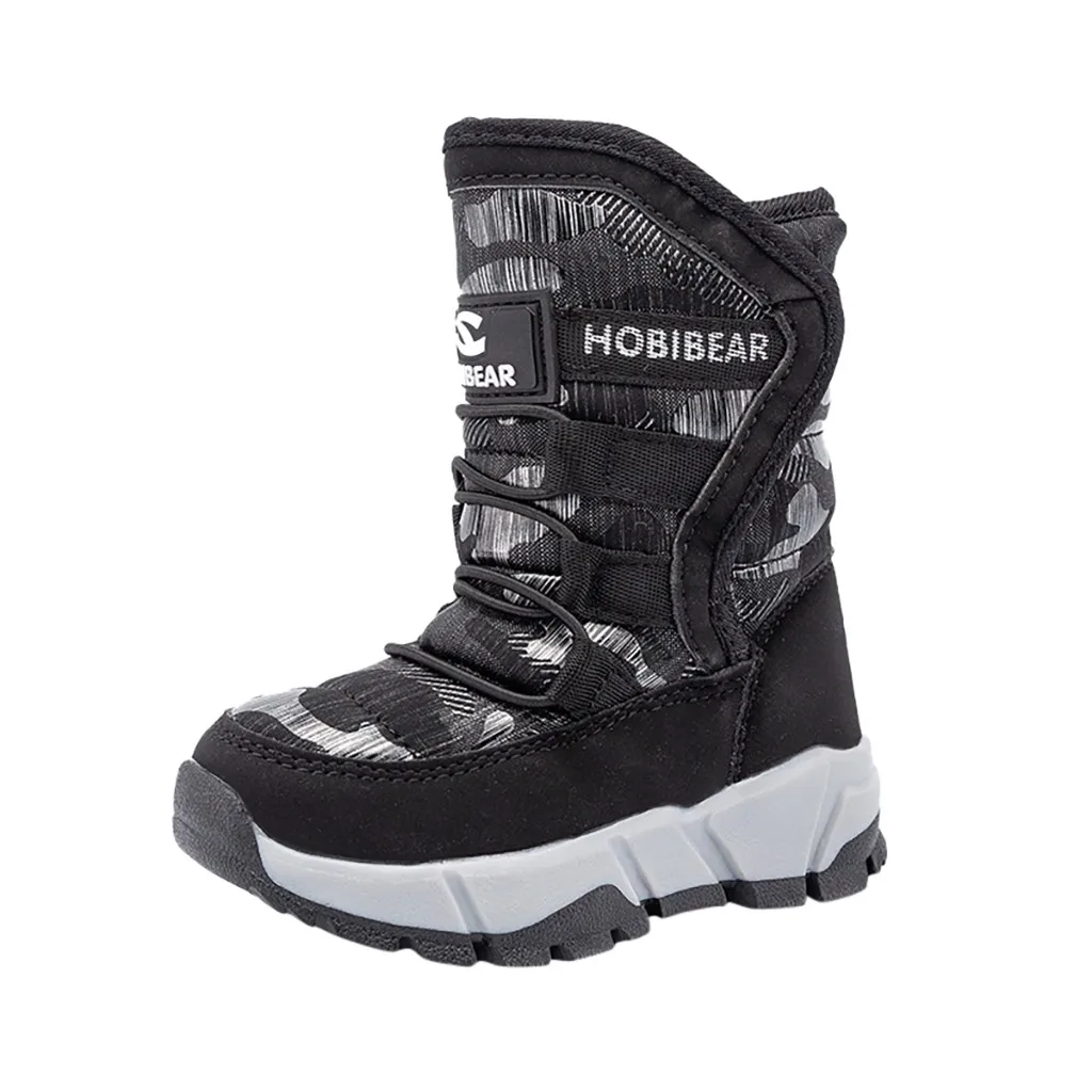 Children's Warm Plush Winter Snow Boots for Baby Boys Toddler Kids Mid-Calf Waterproof Camouflage Mountaineering Shoes