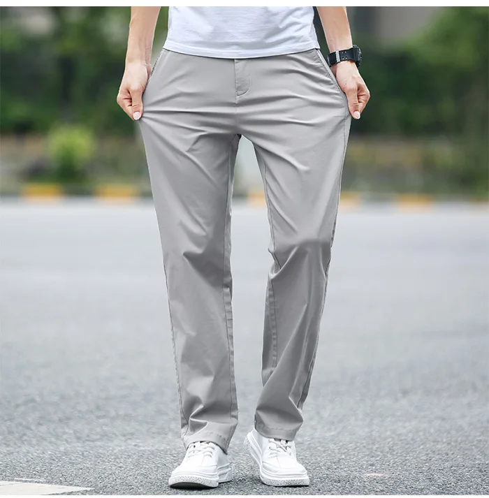 Spring Summer Pants Men Cotton Fashion Business Stretch Men Chinos Trousers Casual Black Pants Male Pentalon Homme Mens 40 khaki uniform pants