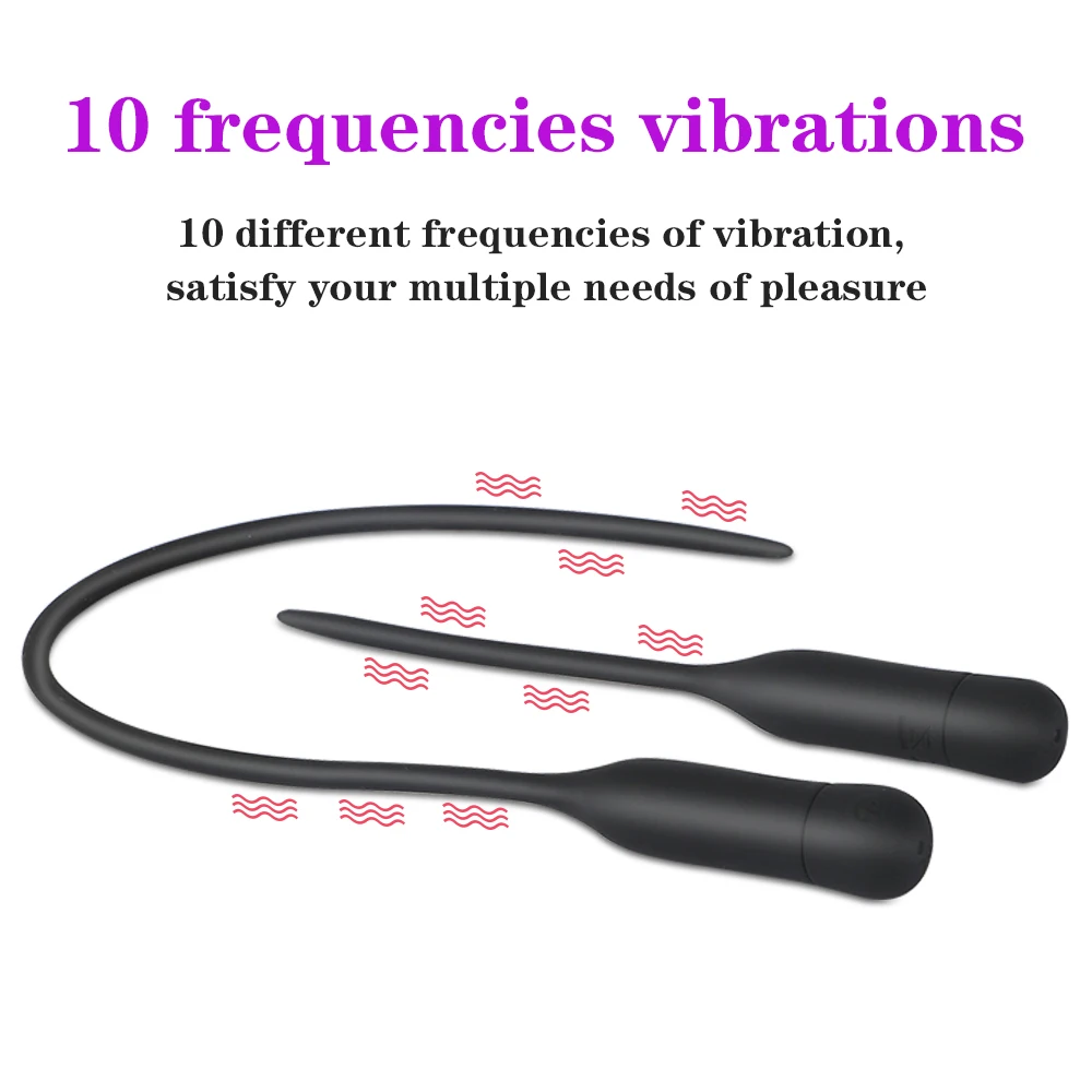Urethral Dilators 10 Frequency Penis Plug Vibrator Insertion Urethral Plug Catheter Sounds Vibrator Sex Toys for Men Adults