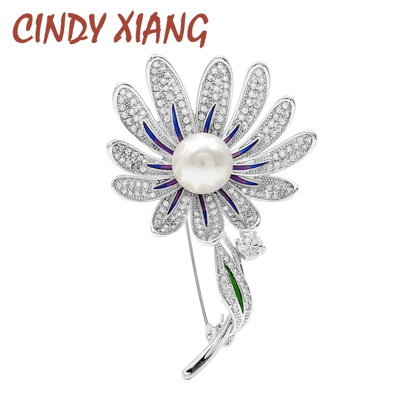 

CINDY XIANG 9 Styes For Choose Cubic Zirconia Bird Bee Flower Brooch Brass Metal Enamel Luxury Brooches For Women High Quality