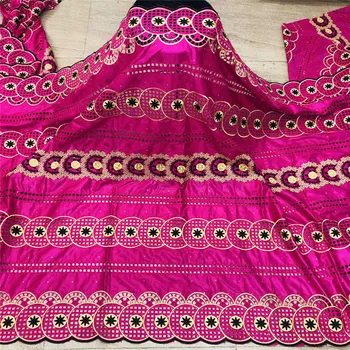 

African bazin riche fabric with brode Latest fashion embroidery bazin lace fabric with net lace 5 yards HL071216