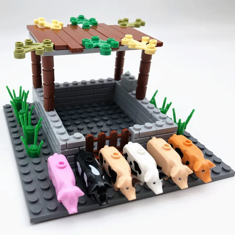 2022 Pig Farm Chicken Coop Blocks Toys for Kids Compatible MOC Piggery Ranch Bricks Set Children DIY Gifts over 3 Years Old