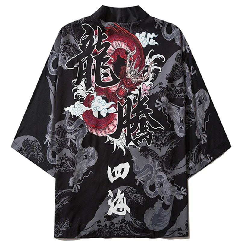 Chinese Dragon Traditional Kimono Japanese Anime Cardigan Cosplay Men Women Yukata Female Shirt Blouse Asian Clothing Robe