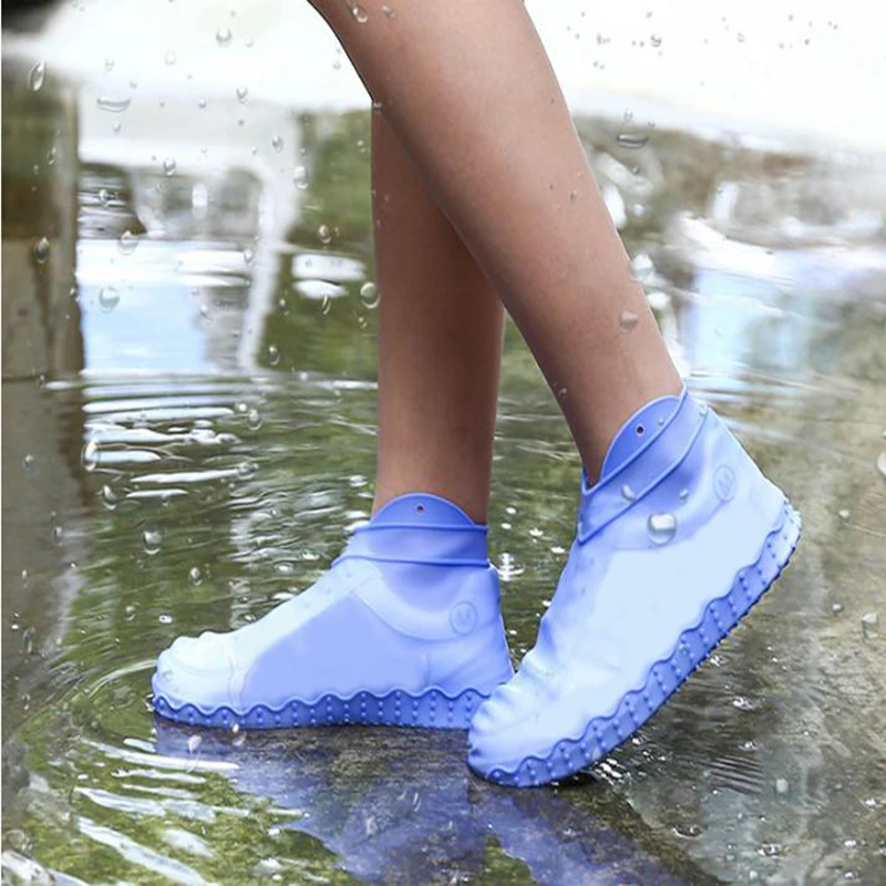 New Non-slip Reusable Shoe Covers Waterproof Silicone Rubber Boots Overshoes Unisex Solid Outdoor Camping Shoes Accessories