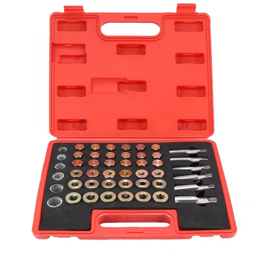 

114pcs Universal Aluminum Sump Gearbox Drain Plug Tool Set Oil Pan Thread Repair Kit Oil Pan Tool Set Car Repair Tools