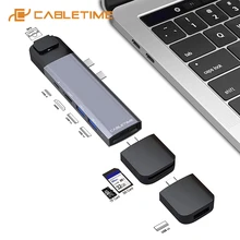 CABLETIME концентратор USB 4K HDMI Lan Thunderbolt 3 SD USB3.0+ USB-C зарядное устройство PD 9 в 1 адаптер для MacBook Pro USB-C HUB C043