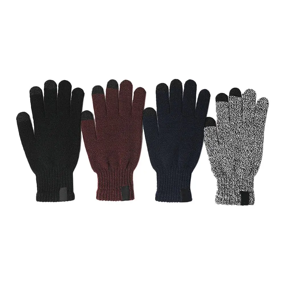 Winter Knitted Gloves  Wool Touch Screen  Solid color warm wool gloves Full Finger Sport Outdoor Riding Windproof Comfortable