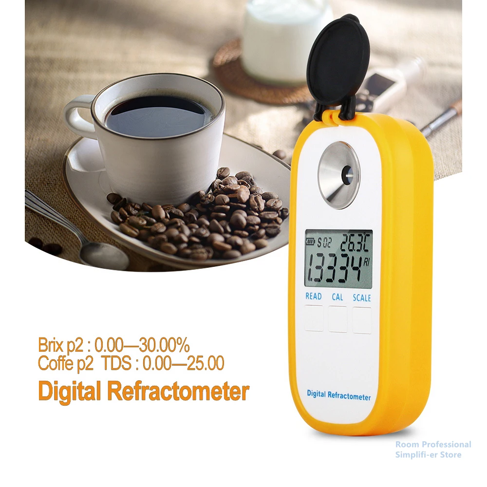 

Digital Beer Refractometer Brix Coffee Sugar Meter TDS 0-25% Concentration Meter Handheld Electronic Hydrometer Refractometer