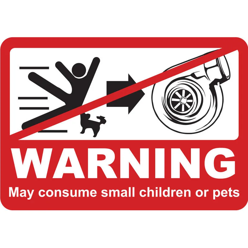 

9*6cm Cartoon TURBO WARNING Retro Fashion Decals Custom Sunscreen Car Sticker