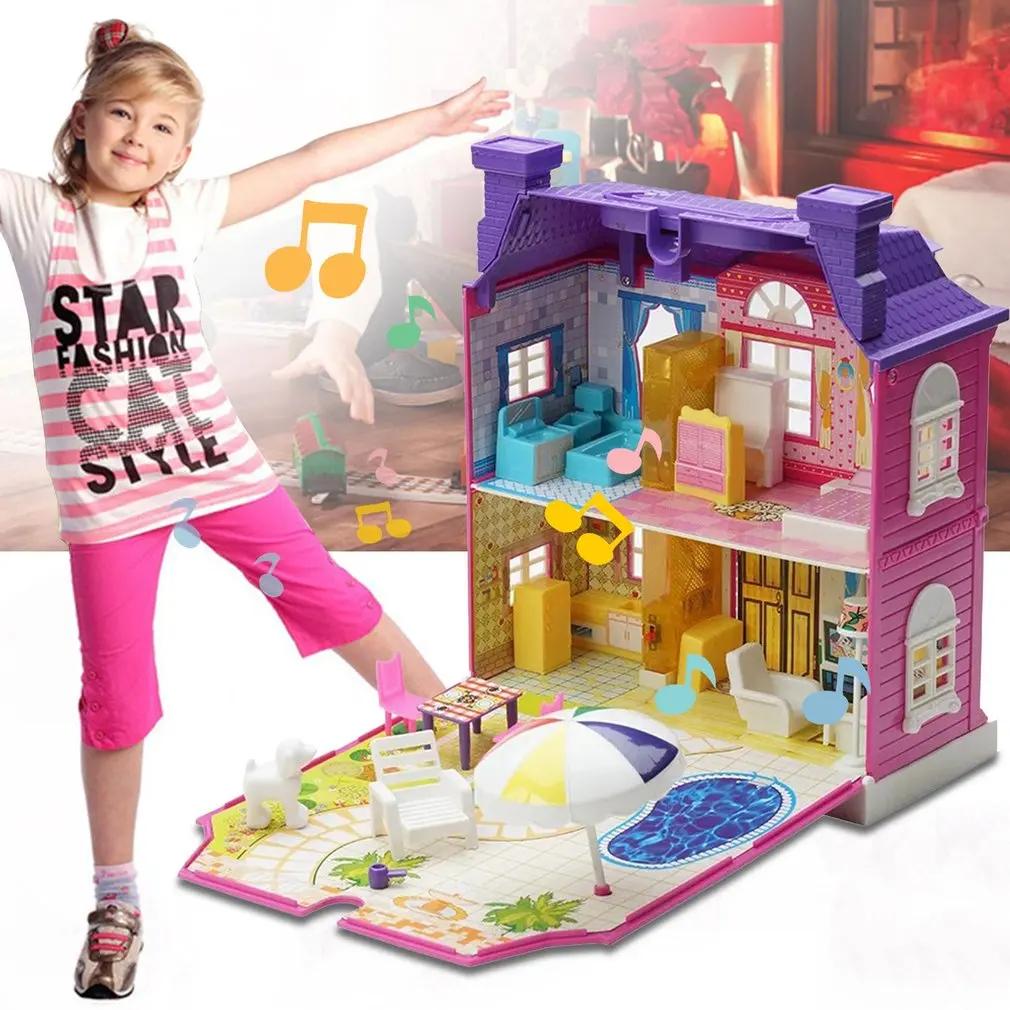 DIY Кукольный дом с миниатюрная мебель дом роскошное моделирование кукольный домик сборка игрушек для детей подарки на день рождения