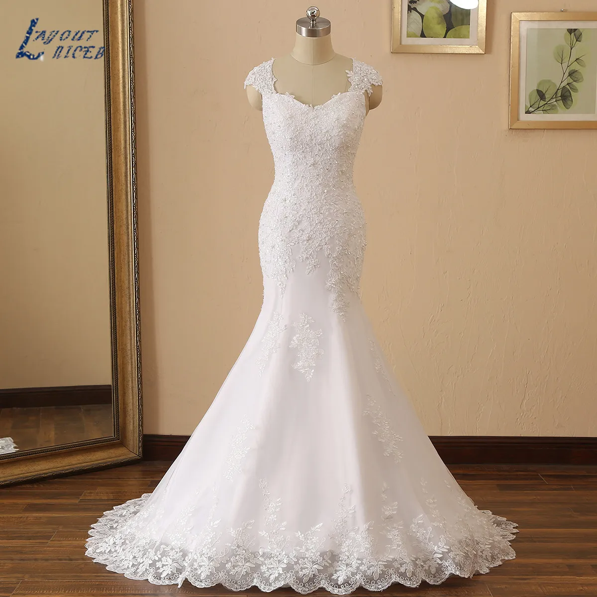Cap Sleeves Mermaid Wedding Dress 2020 Sweetheart Lace Appliques