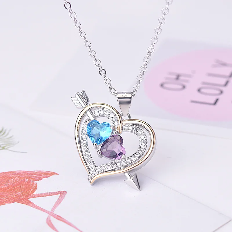 Skup 925 Sterling Sliver naszyjnik serce wisiorek diamentowy dla kobiet moda ślubna Bizuteria kamień Topaz Pierscionki 925 zawieszki